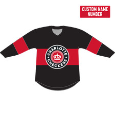 Personalized Charlotte Checkers Alternate Black Hockey Shirt Printed Gift Men's