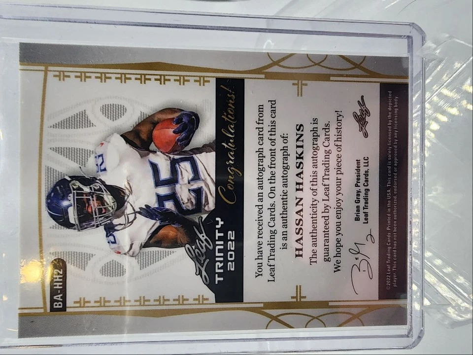 2022 Leaf Trinity Platinum Hassan Haskins Auto 17/30 Michigan Wolverines #BA-HH2 - Image 2 of 2