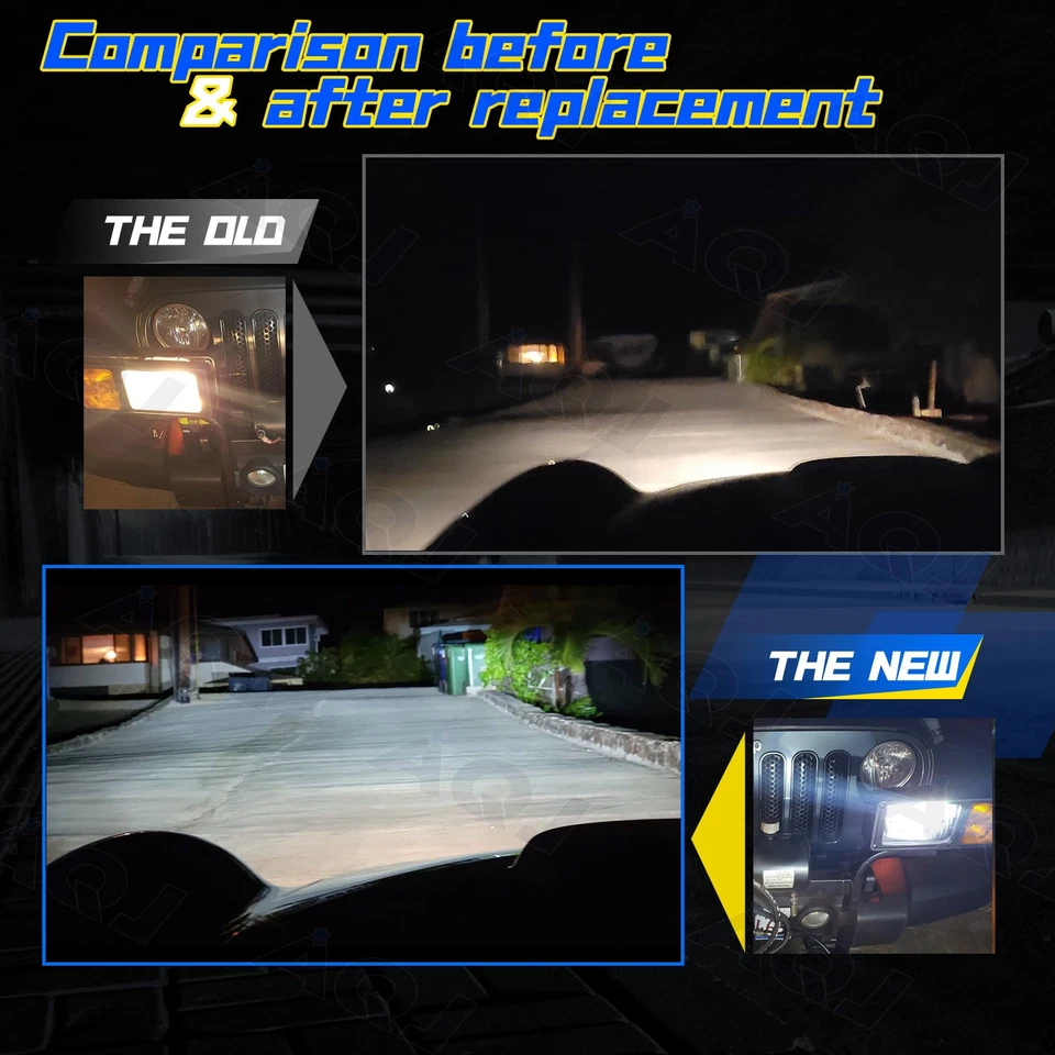 Rectangular 4PCS LED Headlights Hi/Lo Seale Beam fit Chevrolet G30 1992-1996 - Image 3 of 4