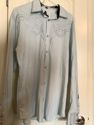 ROAR MEN'S L/S BLUE SHIRT SIZE LARGE