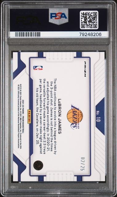 2021 Panini Prizm LeBron James Widescreen Mojo 2/25 #10 POP 6 Lakers PSA 10 view 2