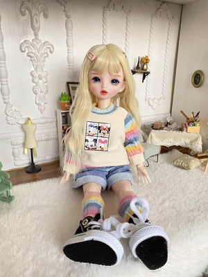 1/6 BJD Doll Ball Jointed Face Makeup Wig Maid Clothes Toy Full Set Gift MJD