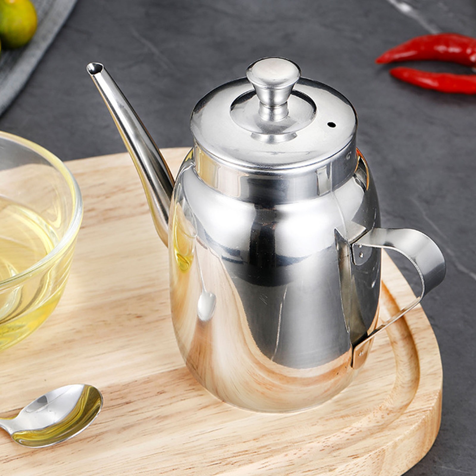 Stainless Steel Oil Can Leakproof Soy Sauce Vinegar Bottle Dispenser Seasoning