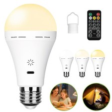 Rechargeable Light Bulb with Remote E27 LED Bulb Dimmable 3 Color Temperatures