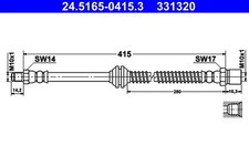 ATE 2x Bremsschlauch 24.5165-0415.3/2x für PORSCHE 944 968