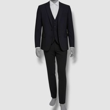 Bar III Men's Black Wool Slim 2-Piece Jacket  Pants Suit Size 40S 34W-30L