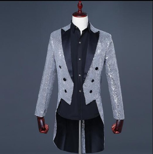Chic Men Tuxedo Bling Glitter Suit 