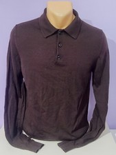 Reiss 100% Merino Wool Long Sleeve Polo Shirt Small Excellent Quality Purple