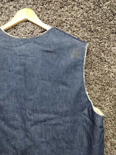 Vintage Viking Sherpa Lined Denim Trucker Vest Adult XL Blue Jean 80s 70s - Picture 10 of 10