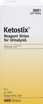 Ketostix 100 Count Ketone Test Strips for Quick Urinalysis Results