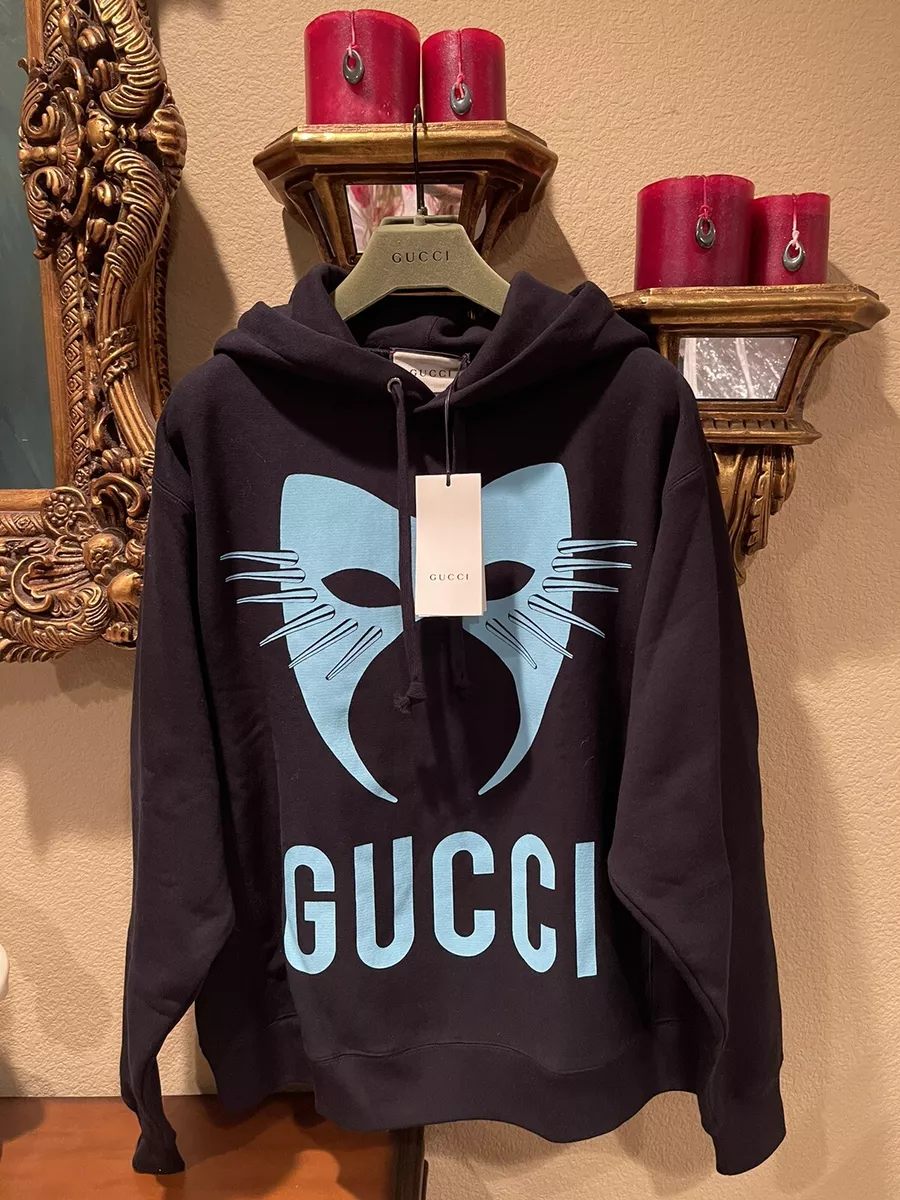 Gucci Fake Logo-print Cotton-jersey Hooded Sweatshirt In Black