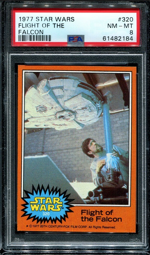 PSA 8 NM MINT 1977 STAR WARS FLIGHT OF THE MILLENIUM FALCON #320