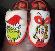 New Dr. Seuss Grinch And Cindy Lou Holiday Slippers Shoes Girls Sz 13 - 1 Youth