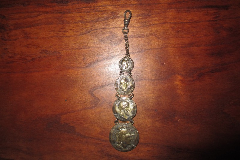 Very Rare Antique George Shiebler 14K Gold and Sterling Medallion Watch Fob 