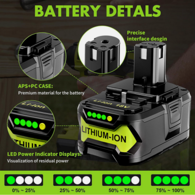 For Ryobi 18V One+ Plus 5Ah Lithium Battery RB18L50 RB18L40 P104 P105 For Ryobi 18V One+ Plus 5Ah Lithium Battery RB18L50 RB18L40 P104 P105