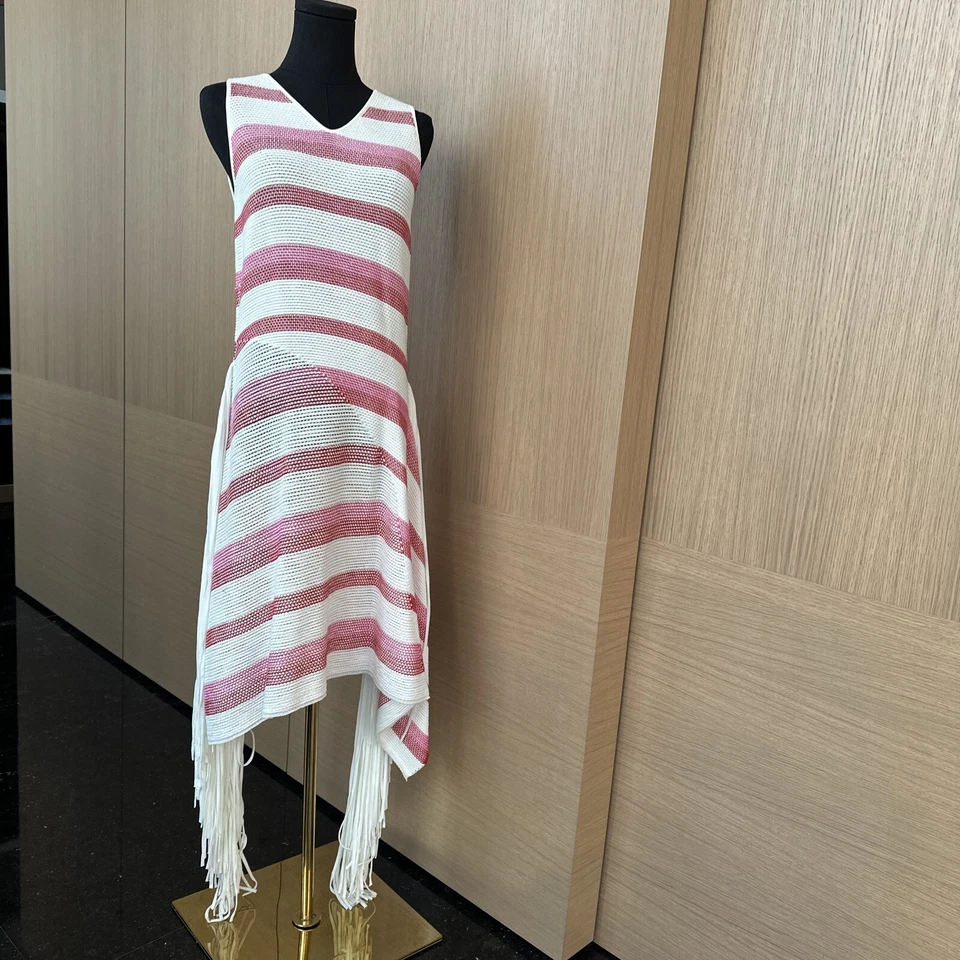 Vestido stella mccartney 42 punto rayas rojo y blanco Foto 2 de 4