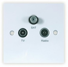 Triax TV FM SAT Triplex Screened Wall Outlet Faceplate -304102- Sky TV Freevi...
