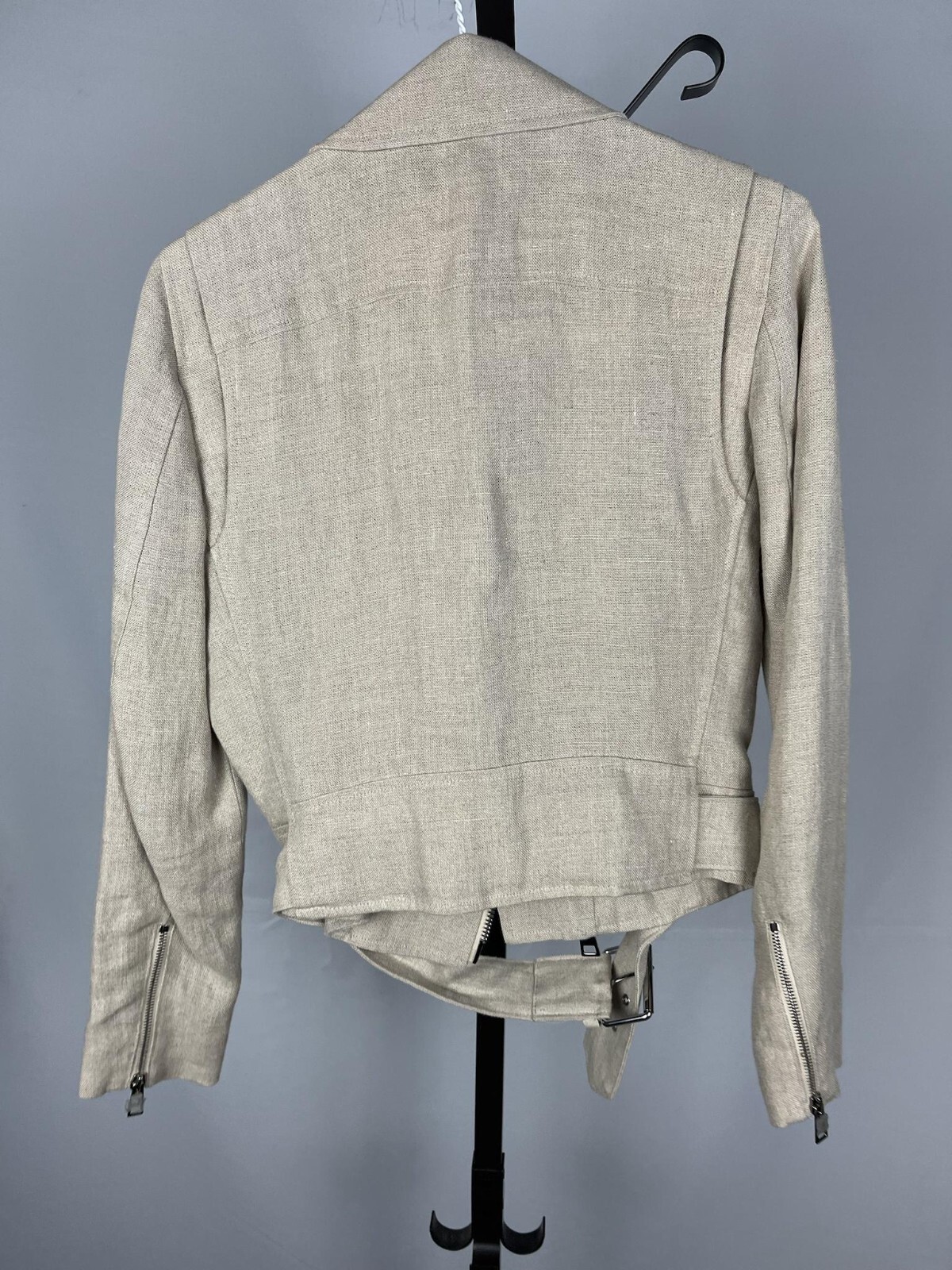 Theory Shrunken Intergrate Linen Moto Jacket Size S Gem