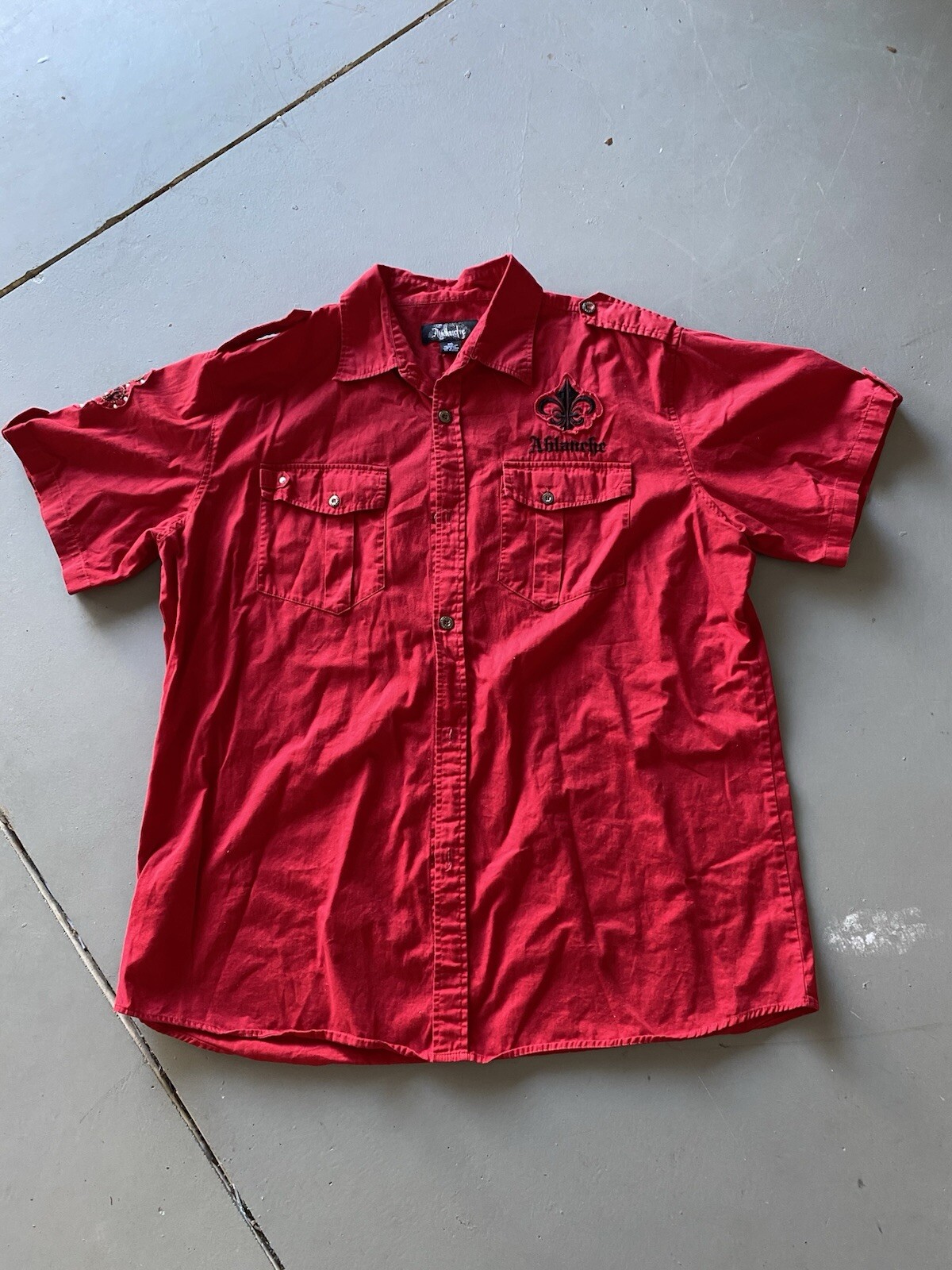 Ablanche Royalty Red Button Down Short Sleeve Shi… - image 1