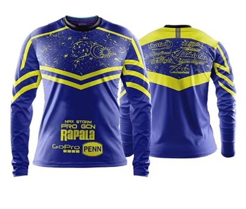 Fishing Shirt Long Sleeve Pro Outdoor Breathable Dye Sublimated # Blue Rap - Picture 3 of 7