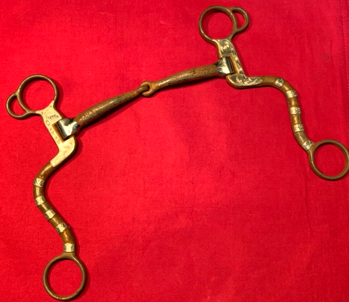 Engraved Silver Shank Snaffle Bit, 5 1/4" Mouth for Western Show Horse