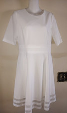 Pre owned Women's Calvin Klein Creamy White A-Line Party Cocktail Dress Size 8