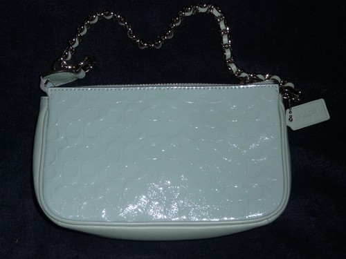 Coach F11940 Aqua Leather Purse Chain Handle Carried Once All Papers - Picture 7 of 8