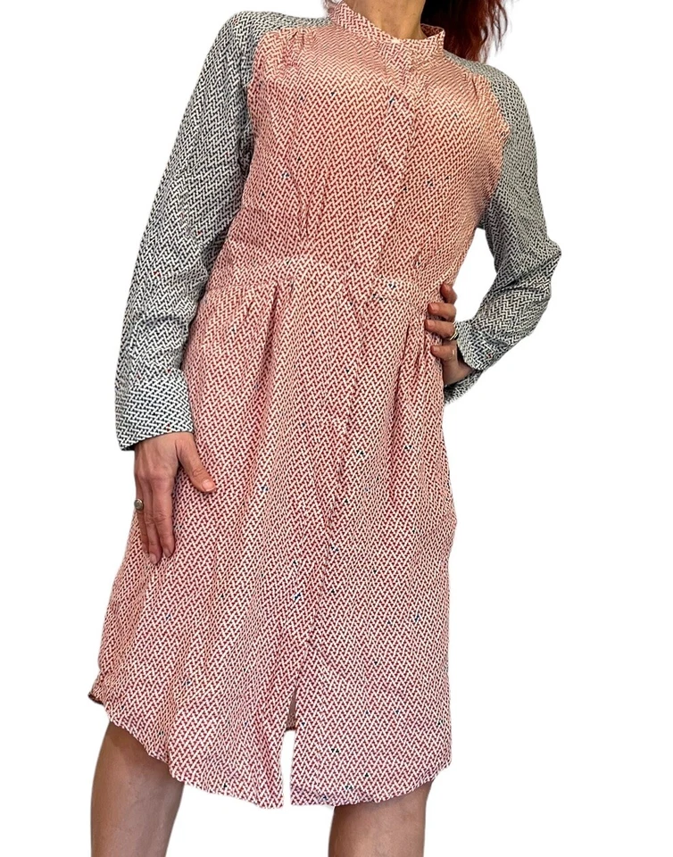 VESTIDO CAMISERO MUJER BANDA OF OUTSIDERS NIÑO SEDA GEOMÉTRICO ROJO AZUL MANGA LARGA 3 M Foto 3 de 4