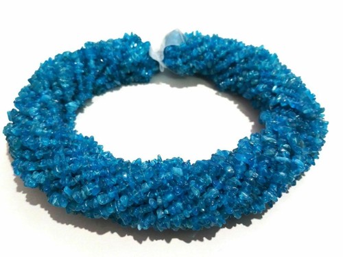 1 Strand Natural Neon Apatite Chips Uncut Smooth 3-4mm Loose Beads 32"inch N2 - Picture 2 of 6