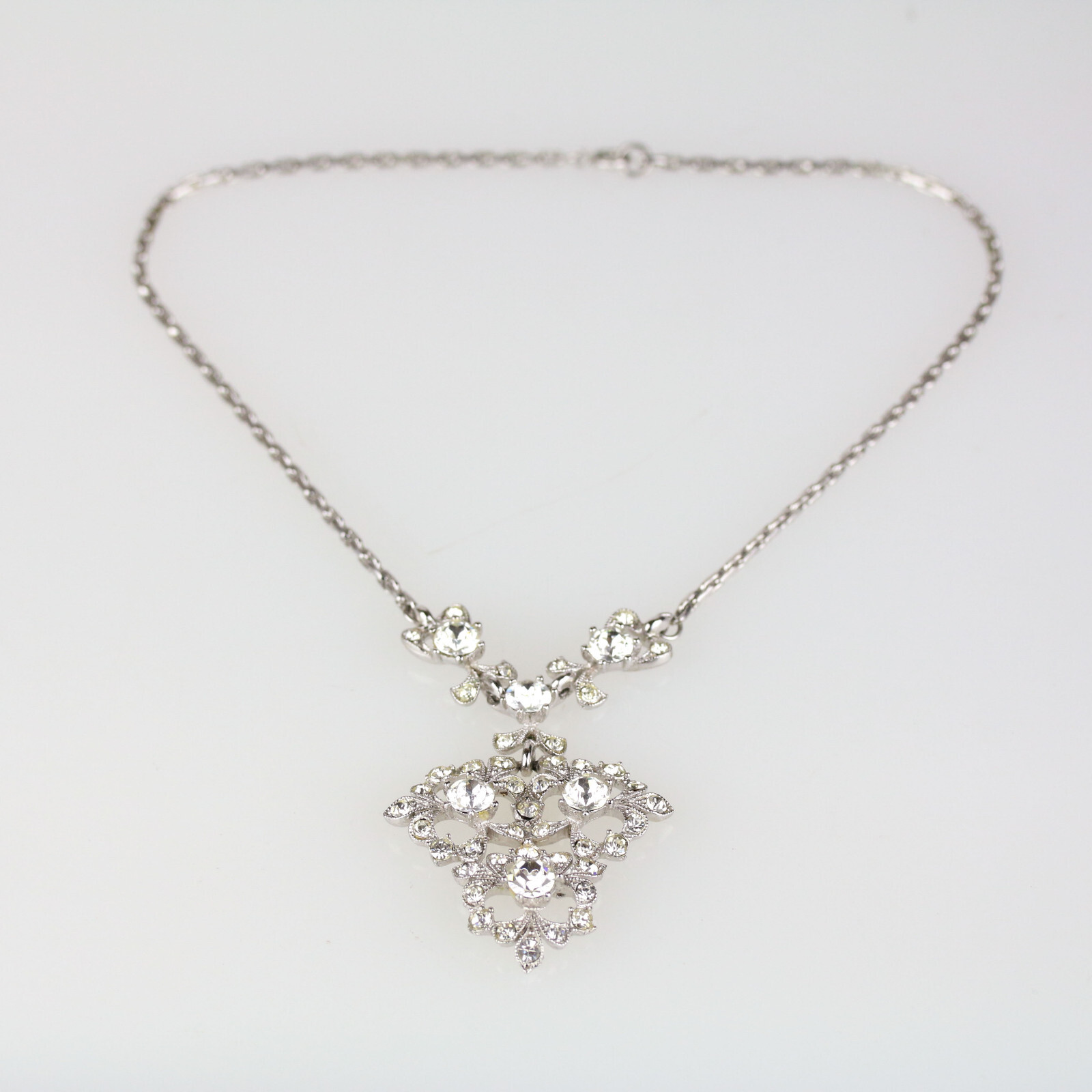 Vintage Signed Bogoff Clear Rhinestone Pendant Ne… - image 2