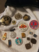 Collection of Vintage Russian and others Sports Badges Olympics etc Medals too