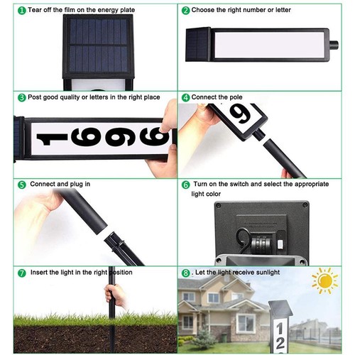 Solar Home Address Sign, House Numbers Lighted Address Plaque Outdoor Waterp ✨r - Picture 14 of 15
