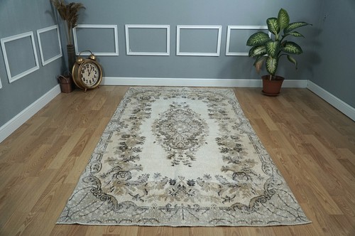 BOHO DECOR RUG, Vintage Turkish Rug, Beige Area Rug Carpet, 4.89x8.73 ft. H-2172