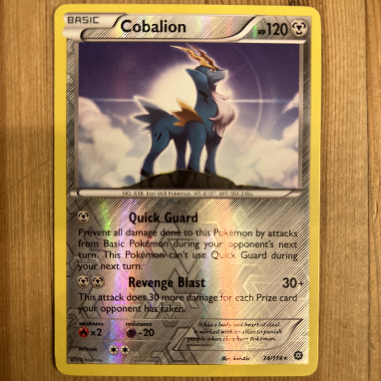 Cobalion - 74/114 - Rare - Reverse Holo NM, English Pokemon XY Steam Siege