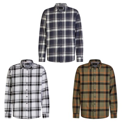DENIMFY Flanellhemd Herren langarm Kariert Regular DFDean Hemd 100% Baumwolle