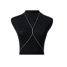 Body Chain Gold Plated Triple Rhinestone Chest Harness