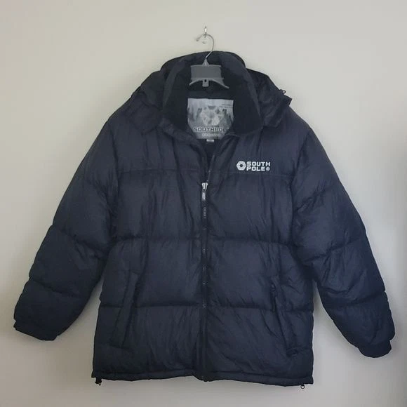 Southpole Black Down Hooded Puffer Jacket M eBay