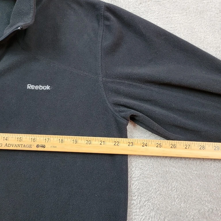 Sudadera Reebok 1/4 Cremallera Polar Pullover Logo Para Hombre Grande Negra Suave Exterior Foto 4 de 4