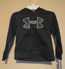 Under Armour all seaon Gear Boy Pull Up Big Logo Hoodie Black Size 4 NEW 