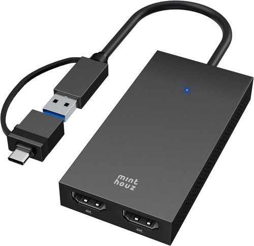 Minthouz USB C auf Dual HDMI Adapter, DisplayLink Dual 4K@60Hz HDMI Splitter