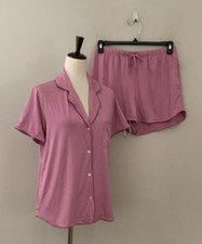 NWD State of Day Sz S Modal Notch Collar Short Sleeve Top  Shorts Pajama Set