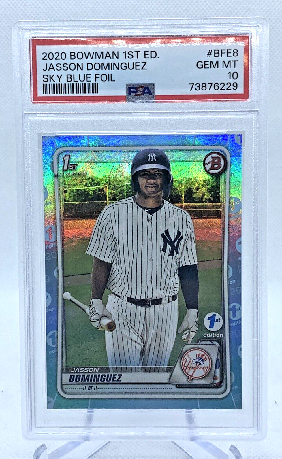 2020 Bowman 1st Edition Jasson Dominguez #BFE8 Sky Blue Foil PSA 10