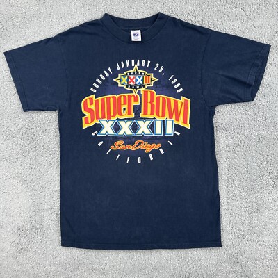 Vintage Logo 7 Mens L Blue T Shirt NFL Football Super Bowl XXXII San Diego Cal