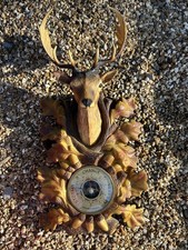 French Vintage Stag Deer Barometer Mid Century Plastic Kitsch Oaks & Acorns 