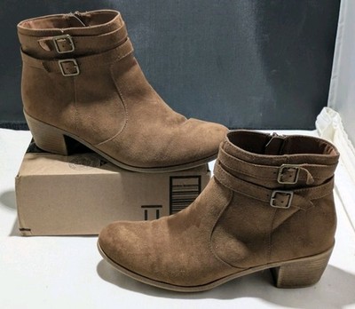 American Eagle Brown Ankle Boots Size Zip Block Heel Booties Womens Size 10