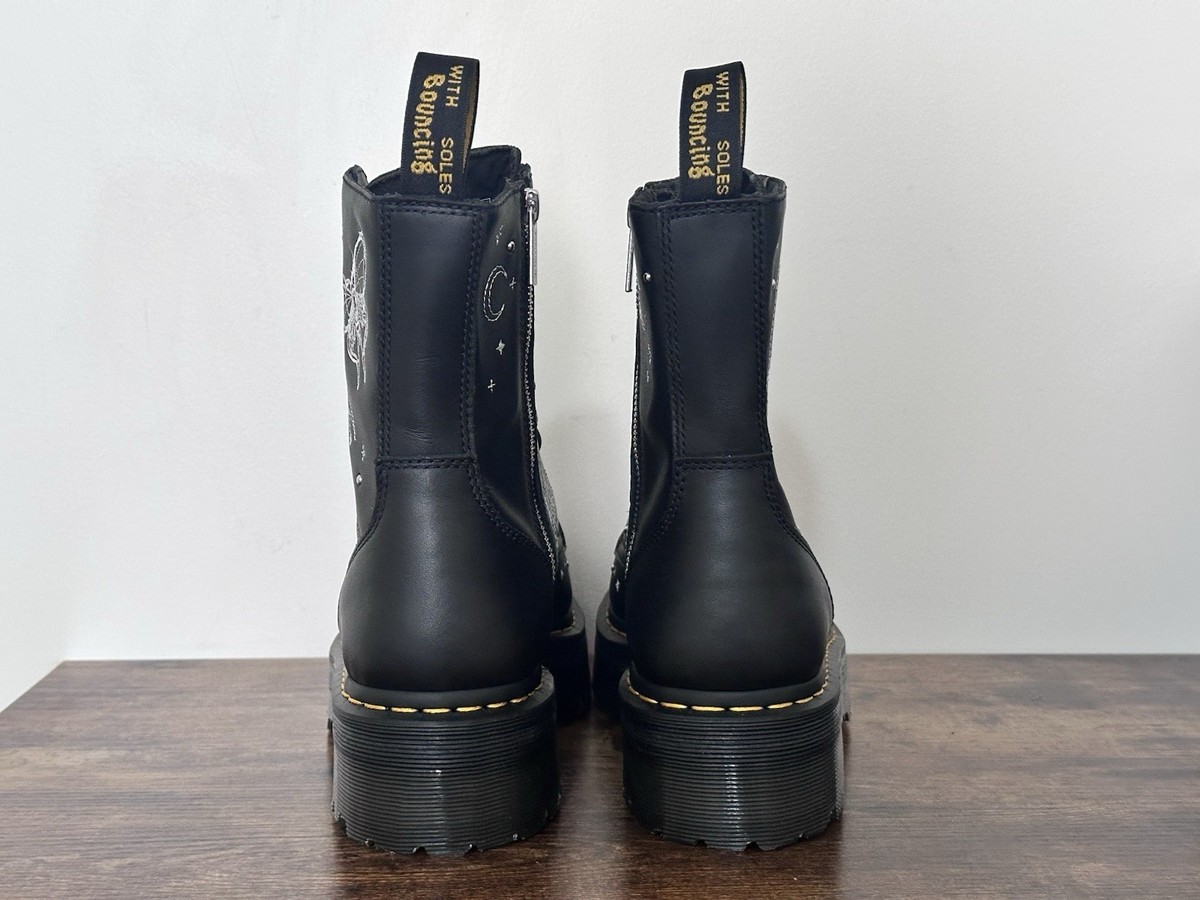 DR. MARTENS JADON CELESTIAL MOTH EMBROIDERED PLATFORM BOOT BLACK