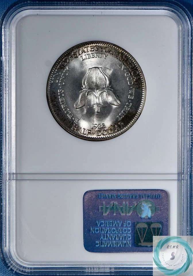 1938  New Rochel Commemorative 50c NGC MS66 - Brilliant Lustrous Patina - Image 2 of 4