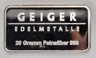 20 Gram Geiger Edelmetalle .999 Fine Silver Rectangular Bar-Hard to Find!
