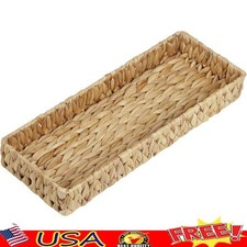 Natural Water Hyacinth Wicker Bathroom Organizer Tray Versatile Storage Basket