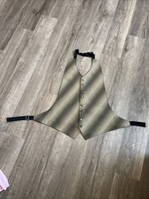 Men's Perry Ellis Gold Geometric Tuxedo Vest Open Back Size Fit All 37-50